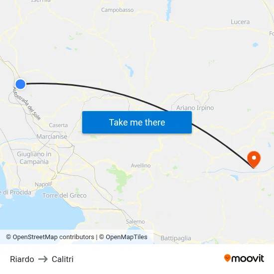 Riardo to Calitri map