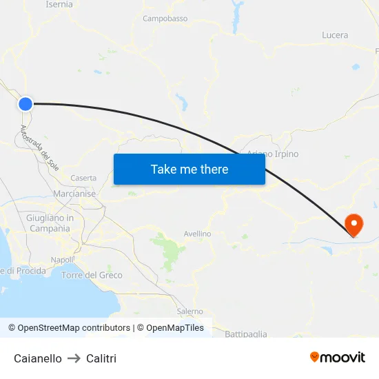 Caianello to Calitri map