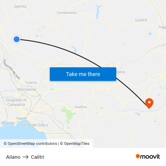 Ailano to Calitri map