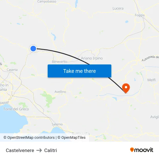 Castelvenere to Calitri map