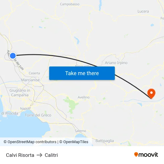 Calvi Risorta to Calitri map