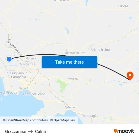 Grazzanise to Calitri map