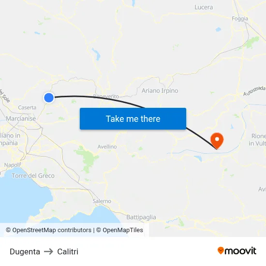 Dugenta to Calitri map