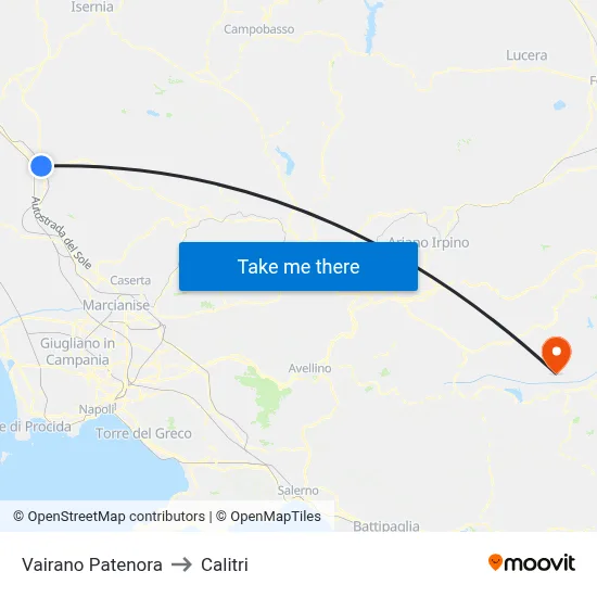 Vairano Patenora to Calitri map