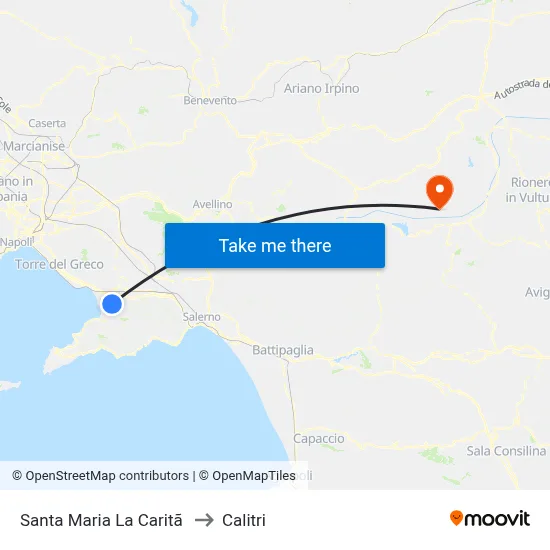 Santa Maria La Caritã to Calitri map
