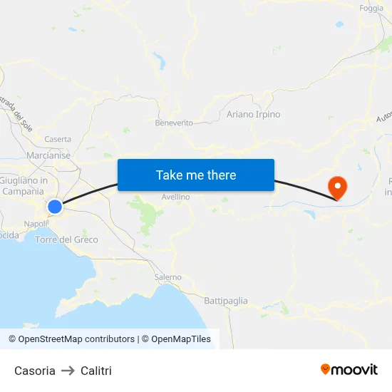 Casoria to Calitri map