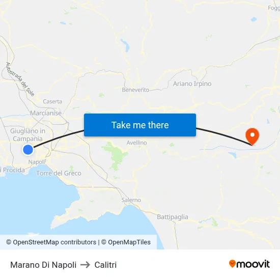Marano Di Napoli to Calitri map