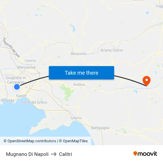 Mugnano Di Napoli to Calitri map