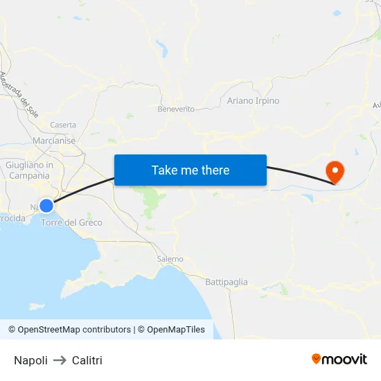 Napoli to Calitri map