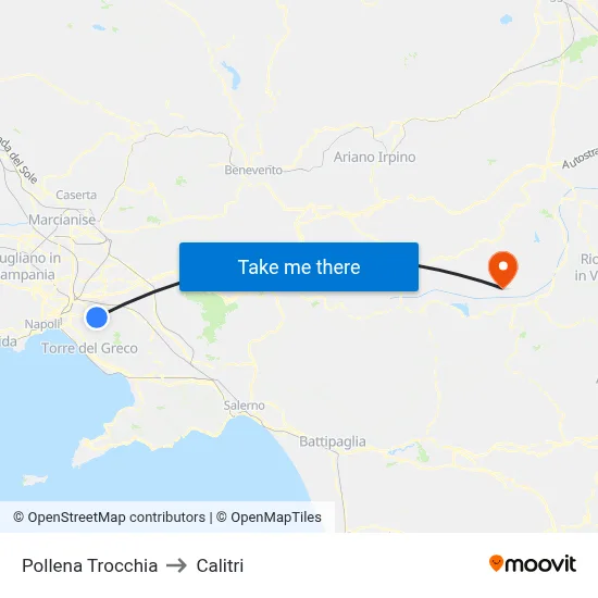 Pollena Trocchia to Calitri map
