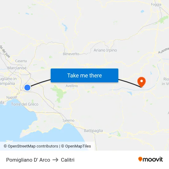 Pomigliano D' Arco to Calitri map