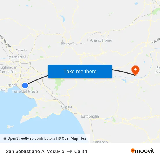 San Sebastiano Al Vesuvio to Calitri map