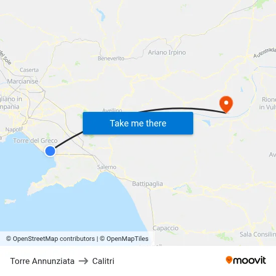 Torre Annunziata to Calitri map