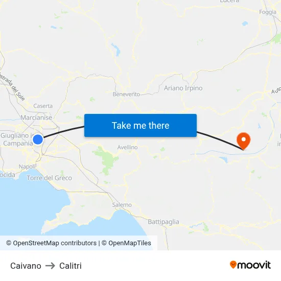 Caivano to Calitri map
