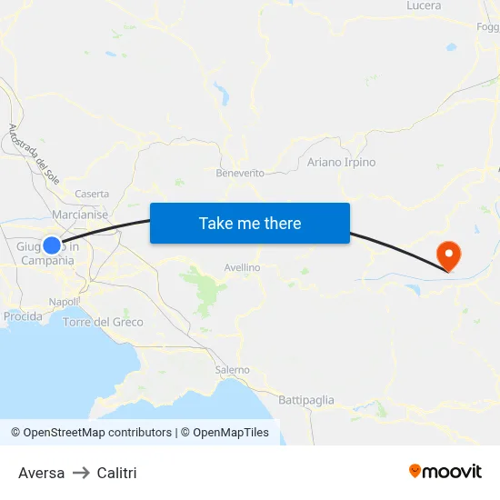 Aversa to Calitri map