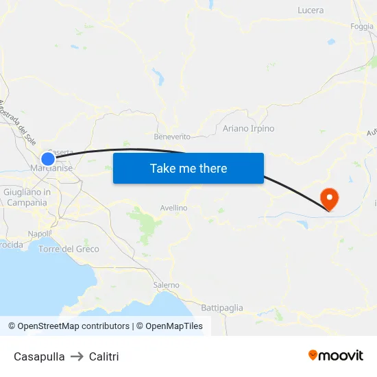 Casapulla to Calitri map