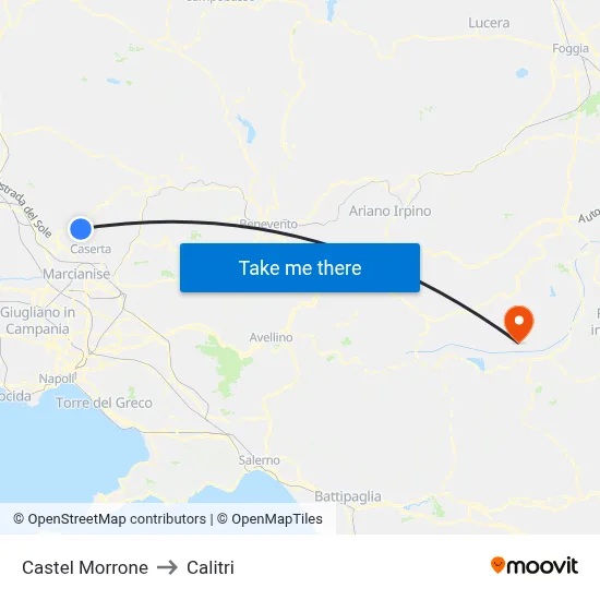 Castel Morrone to Calitri map