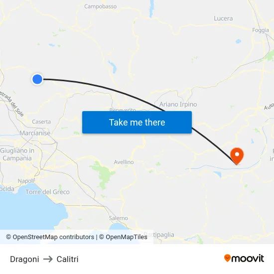 Dragoni to Calitri map