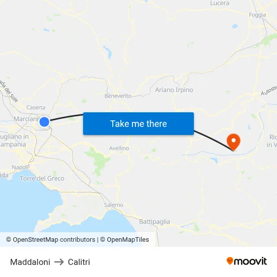 Maddaloni to Calitri map