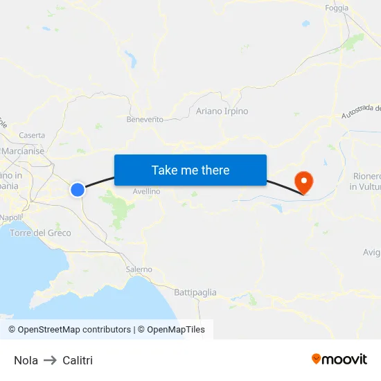 Nola to Calitri map