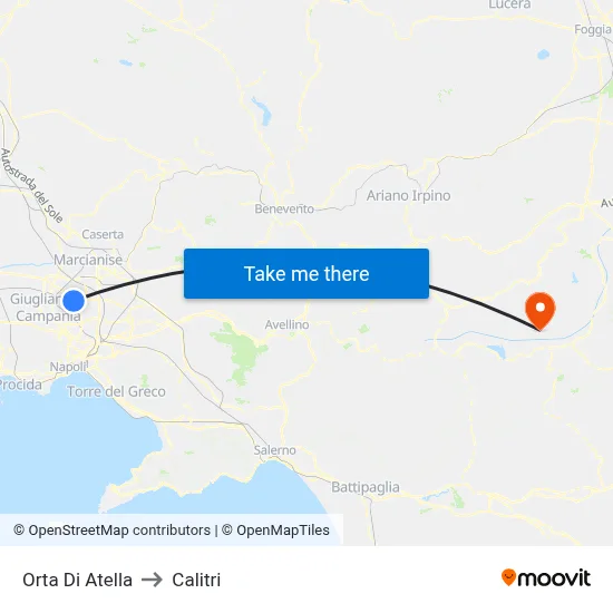 Orta Di Atella to Calitri map