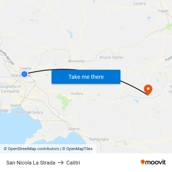 San Nicola La Strada to Calitri map