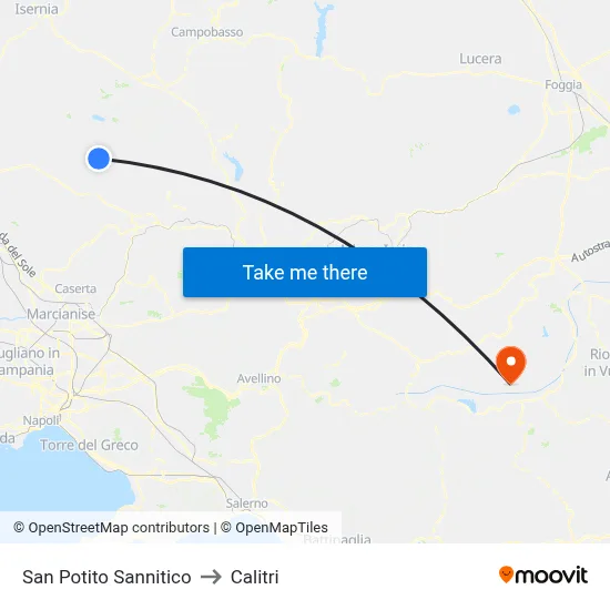 San Potito Sannitico to Calitri map