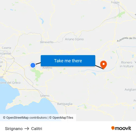 Sirignano to Calitri map