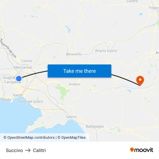 Succivo to Calitri map
