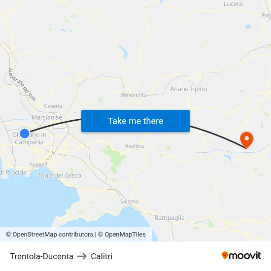 Trentola-Ducenta to Calitri map