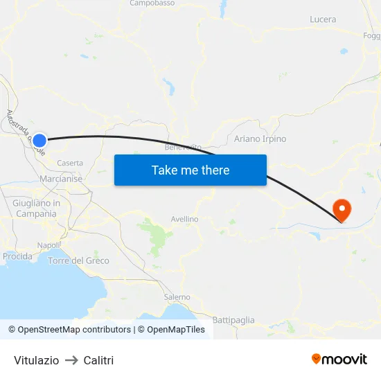 Vitulazio to Calitri map