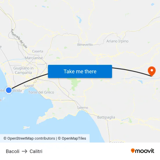 Bacoli to Calitri map
