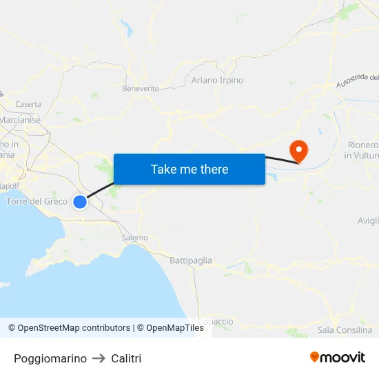 Poggiomarino to Calitri map