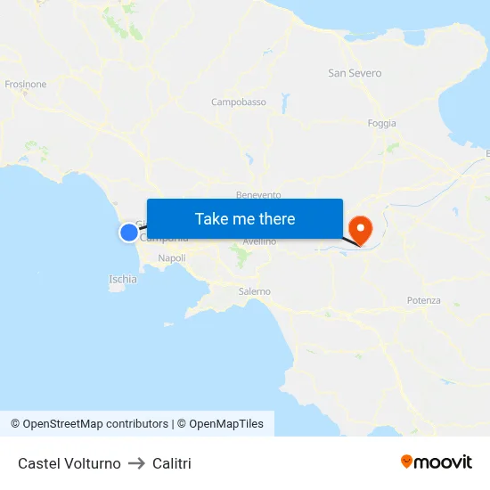 Castel Volturno to Calitri map