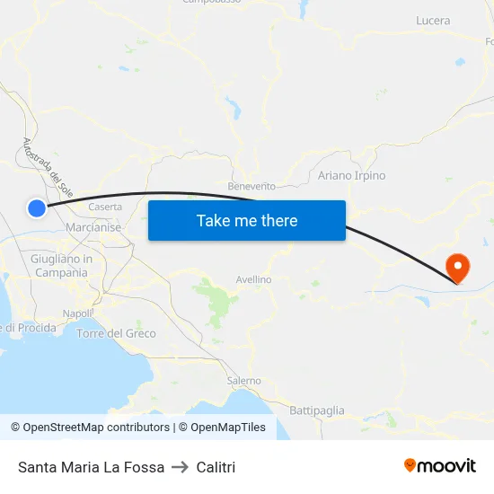 Santa Maria La Fossa to Calitri map