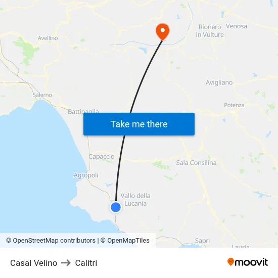 Casal Velino to Calitri map