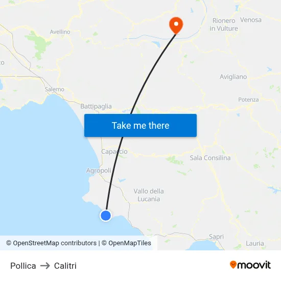 Pollica to Calitri map