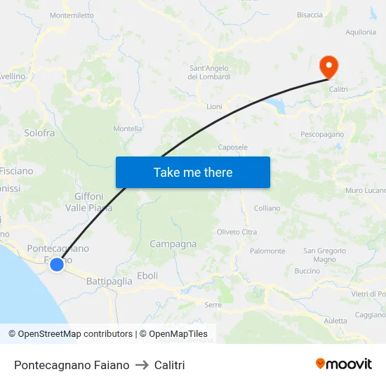 Pontecagnano Faiano to Calitri map