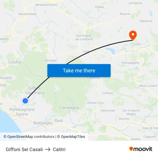 Giffoni Sei Casali to Calitri map