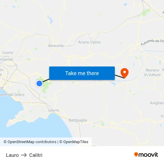 Lauro to Calitri map