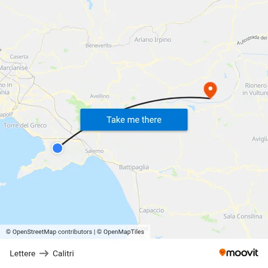 Lettere to Calitri map