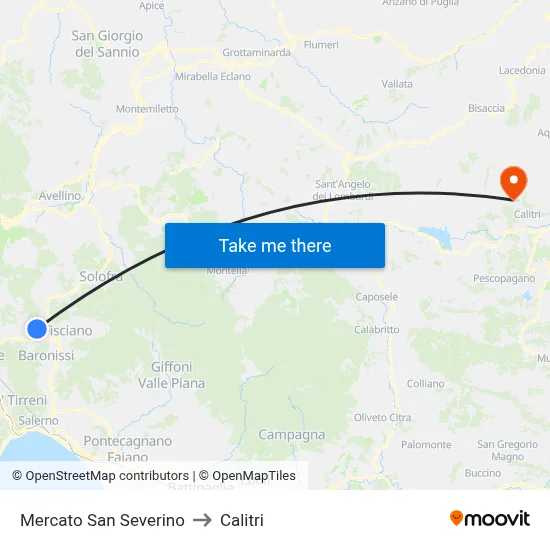 Mercato San Severino to Calitri map