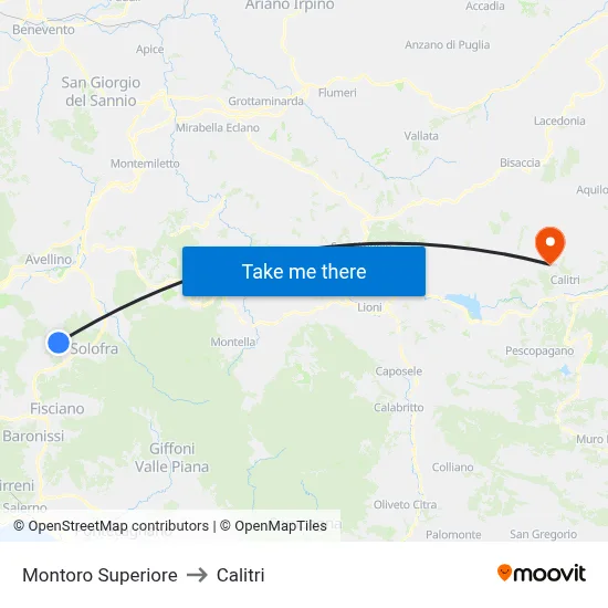 Montoro Superiore to Calitri map