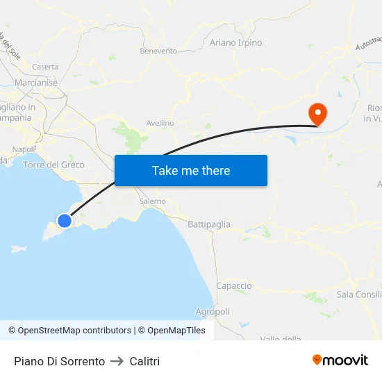Piano Di Sorrento to Calitri map