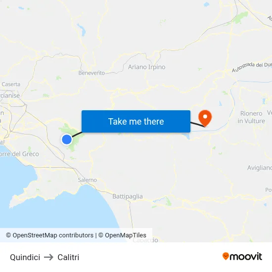 Quindici to Calitri map