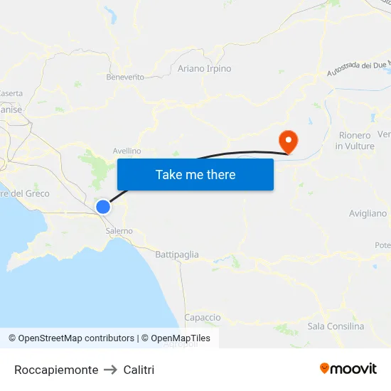 Roccapiemonte to Calitri map