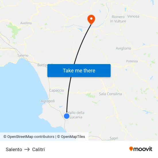 Salento to Calitri map