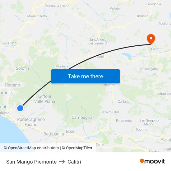 San Mango Piemonte to Calitri map