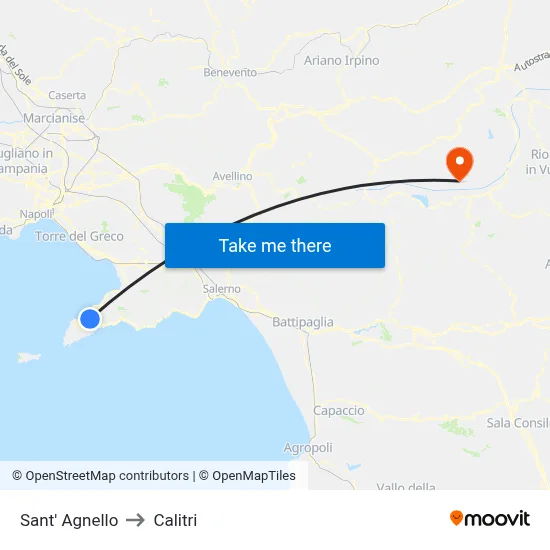 Sant' Agnello to Calitri map