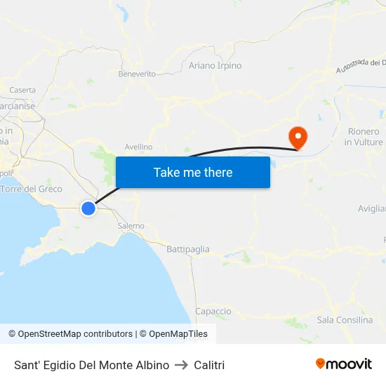 Sant' Egidio Del Monte Albino to Calitri map